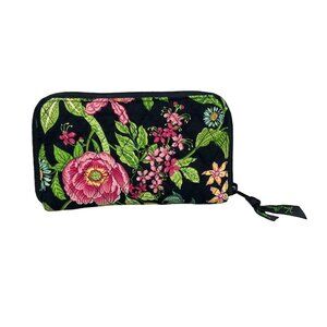 Vera Bradley Women's Black Multicolor Flowers Canvas Hand Purse Sz S